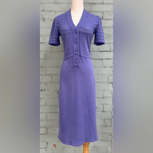Vintage 70s Purple Knit Dress - Picture 2 of 10
